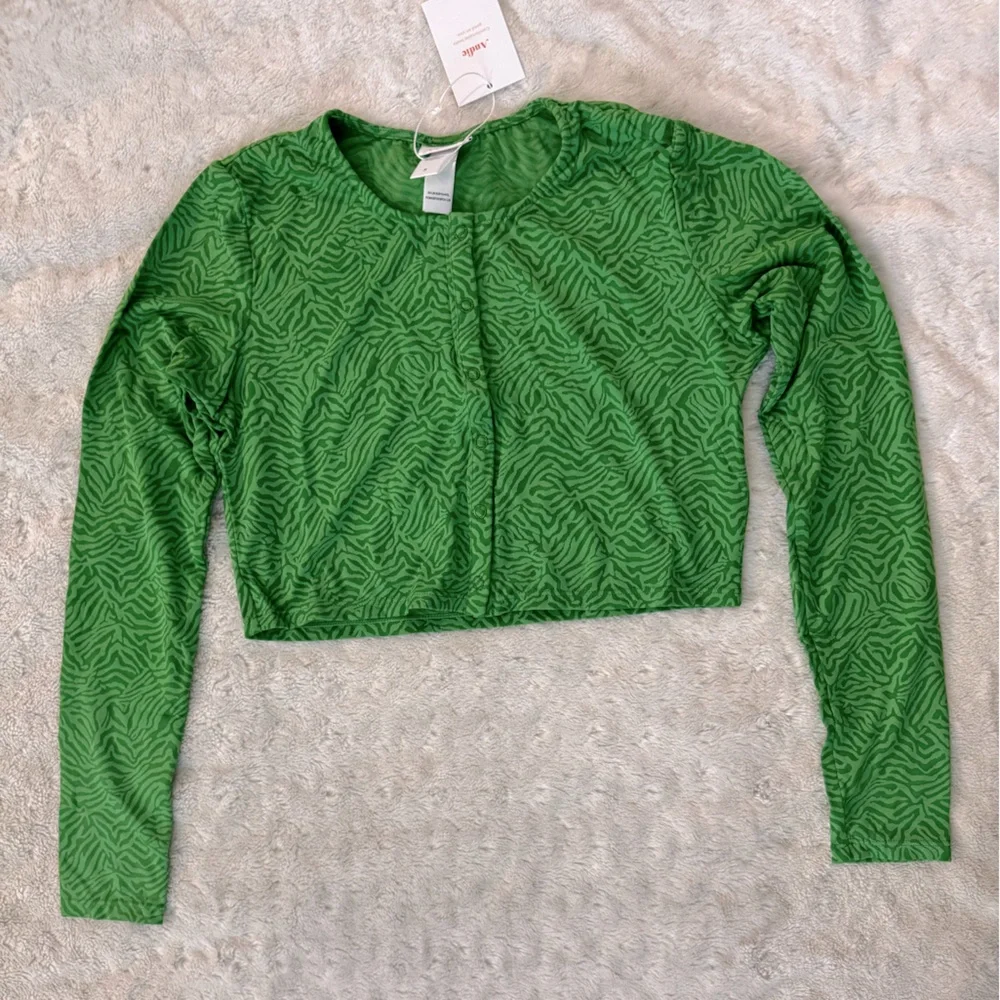 NWT Andie Swim Women's The Augusta Jacket Holly Zebra Jacquard Green